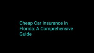 Cheap Car Insurance in Florida: A Comprehensive Guide